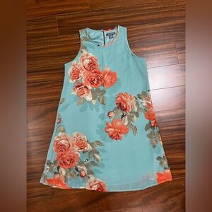Suzy Shier women’s medium sleeveless dress, floral, teal orange